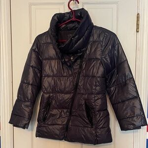 Gap Kids Girls Black Puffer Jacket with Asymmetrical Zipper